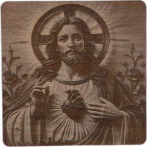 Engraving Jesus Engraved on Wood 4"x4"