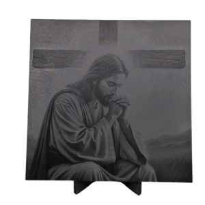 Engraving of Jesus in Thought Engraved on Anodized Aluminum 6"x6"