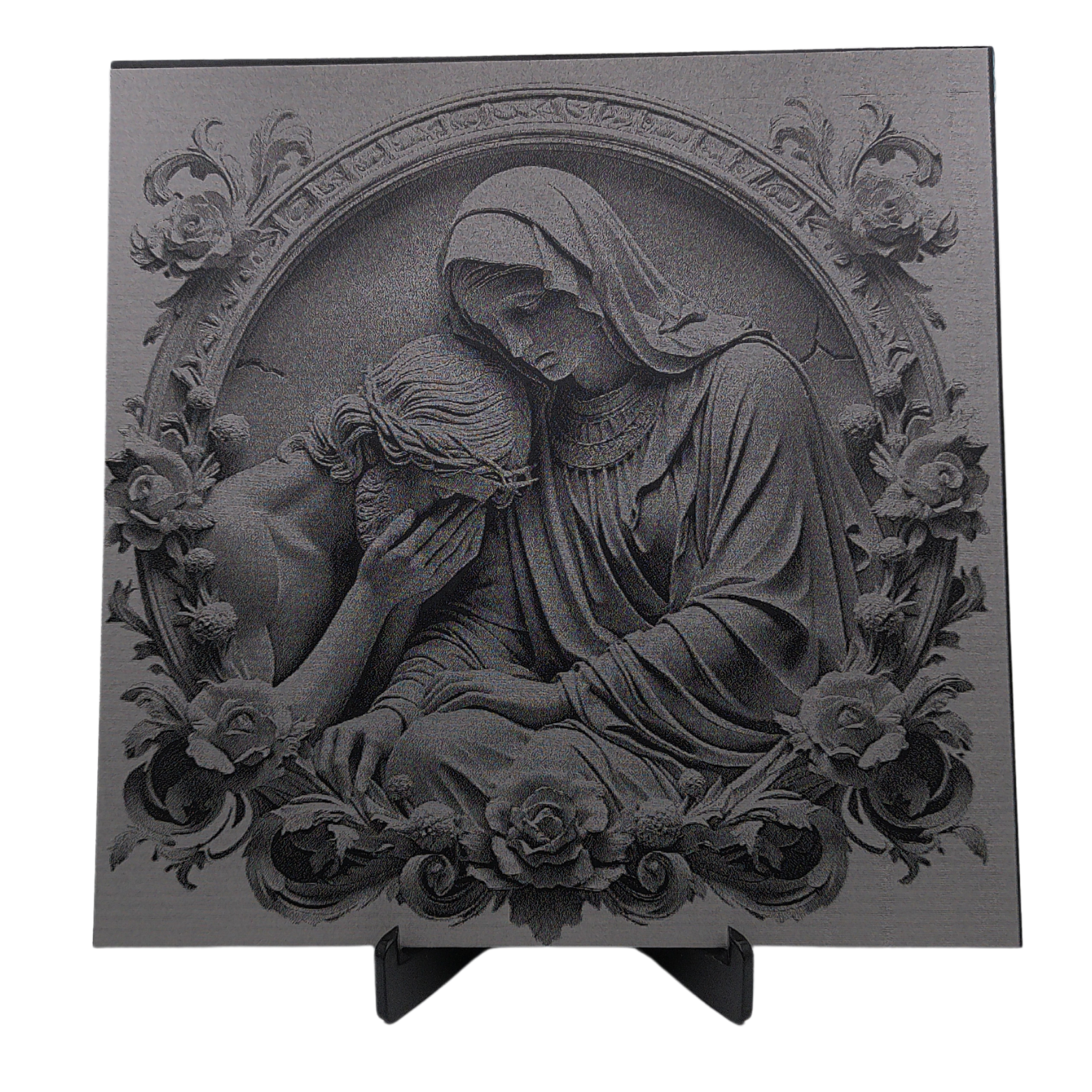 Engraving Jesus Mary Engraved on Anodized Aluminum 6"x6"