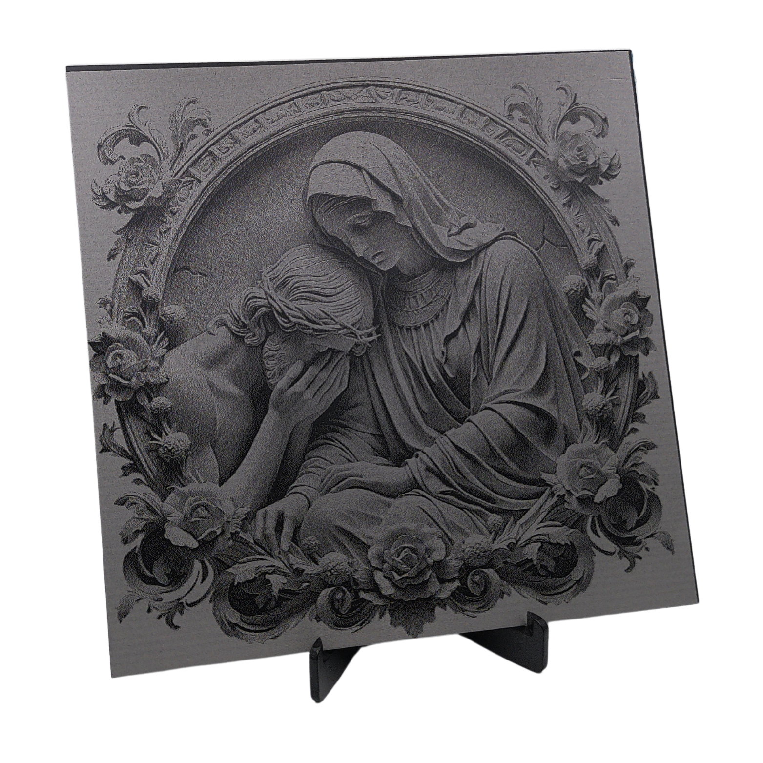 Engraving Jesus Mary Engraved on Anodized Aluminum 6"x6" - Image 3