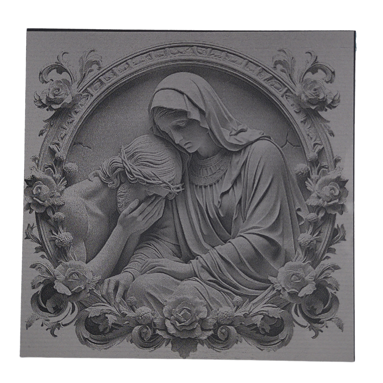 Engraving Jesus Mary Engraved on Anodized Aluminum 6"x6" - Image 2